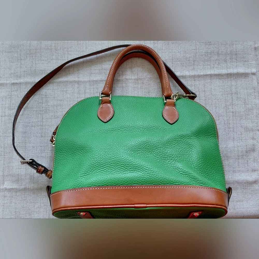 Dooney & Bourke Green and Brown Satchel - Picture 2 of 11